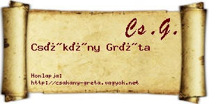 Csákány Gréta névjegykártya